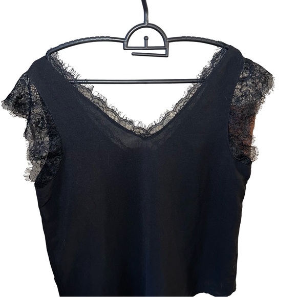 V Neck Eyelash Lace Sleeveless Tank Top Camisole - Picture 3 of 5